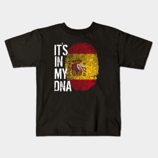 Spain Flag Fingerprint My Story DNA Spanish Kids T-Shirt